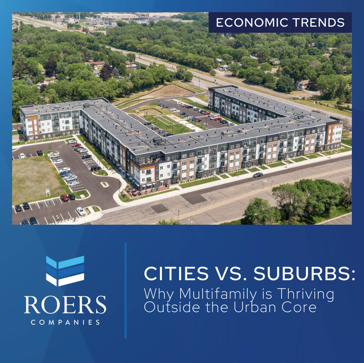 Cities vs. suburbs Axle apartments aerial view
