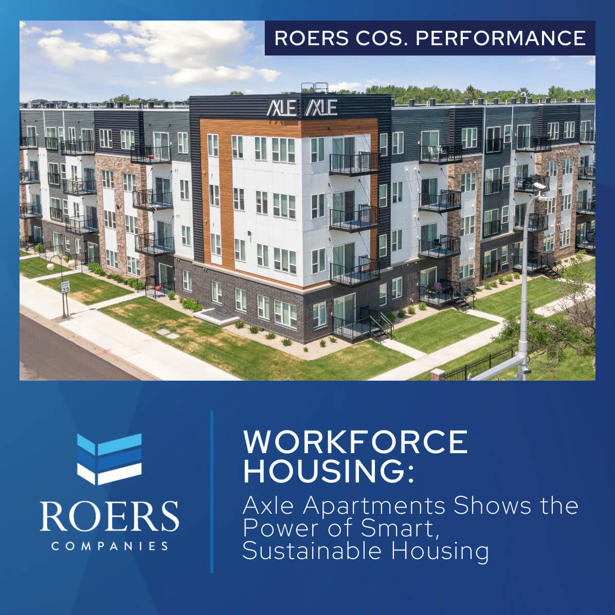 Workforce housing Axle Apartments aerial view, workforce housing